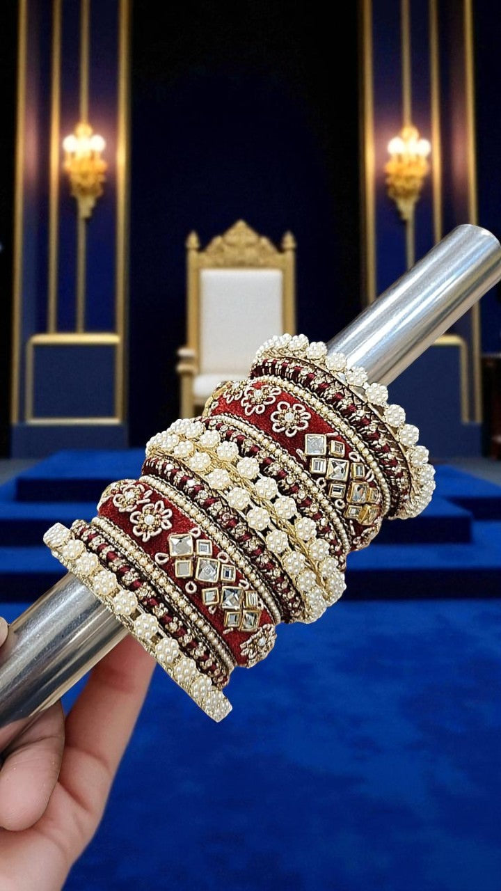 Touch of Royalty Velvet Bangles Set Elegant Bridal & Festive Wear - Libasaa.com