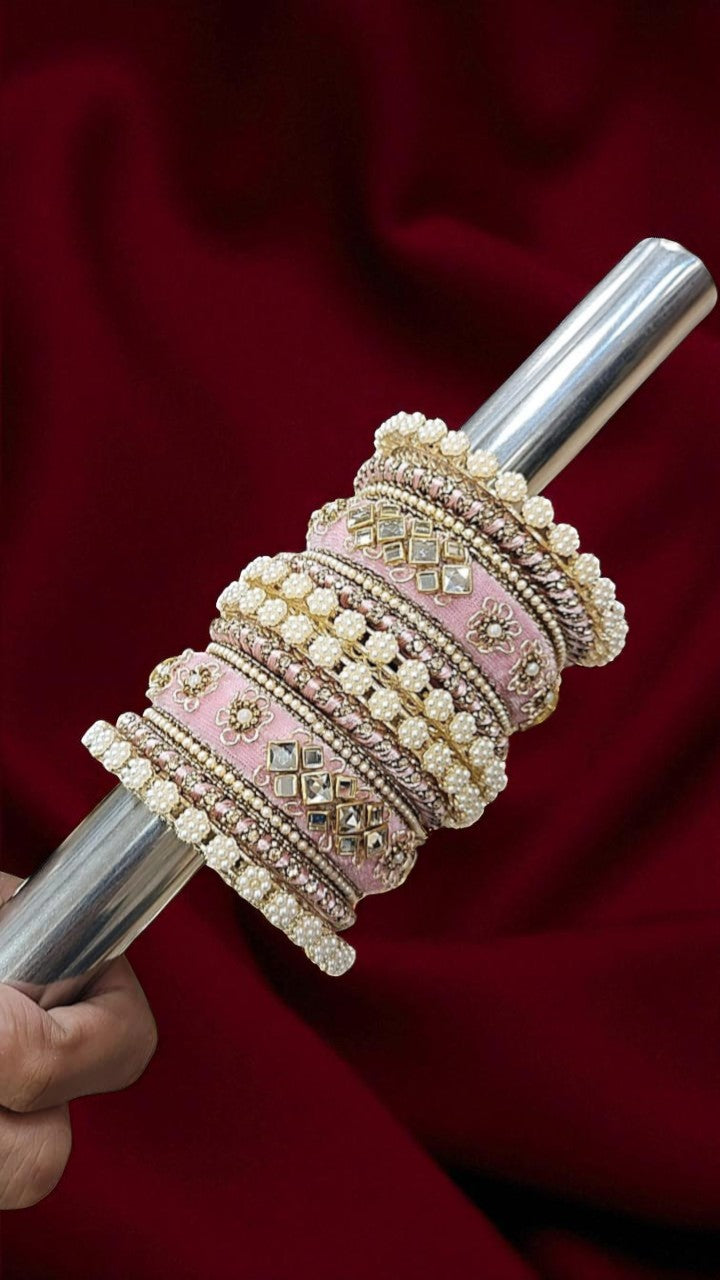 Touch of Royalty Velvet Bangles Set Elegant Bridal & Festive Wear - Libasaa.com