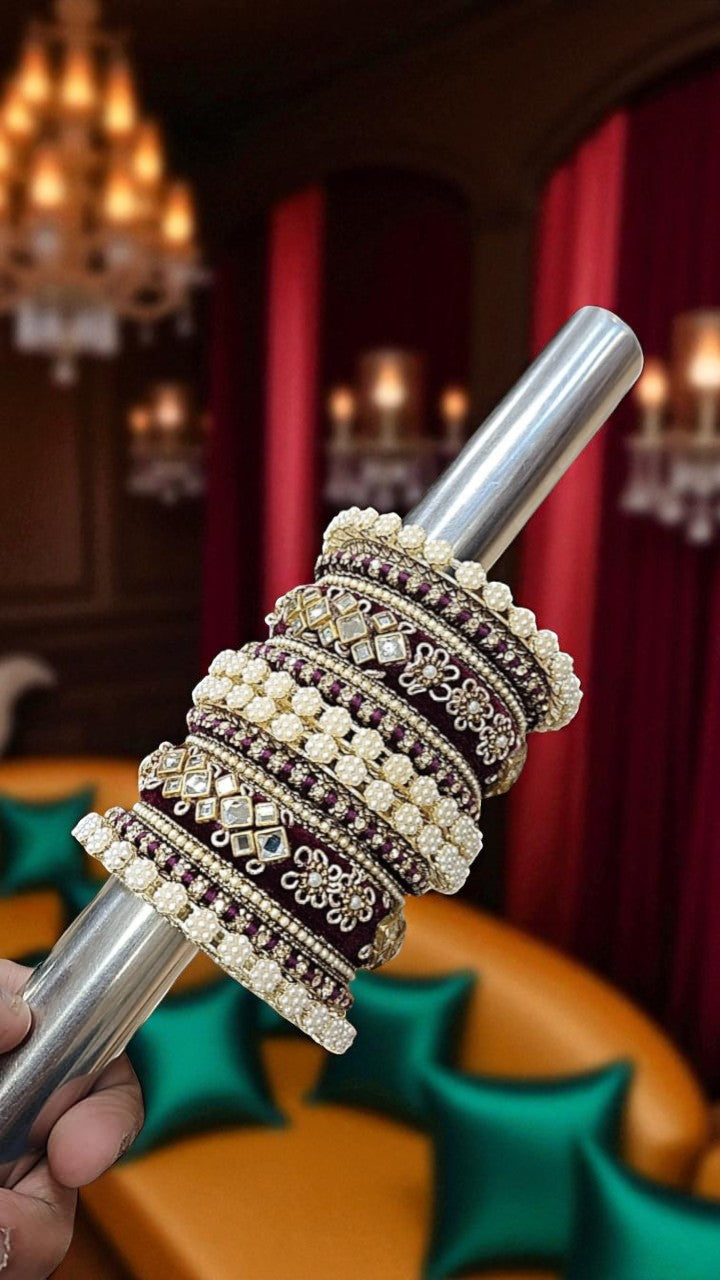 Touch of Royalty Velvet Bangles Set Elegant Bridal & Festive Wear - Libasaa.com