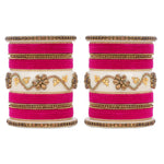 Bridal Velvet Bangle Set with Elegant Stone Work