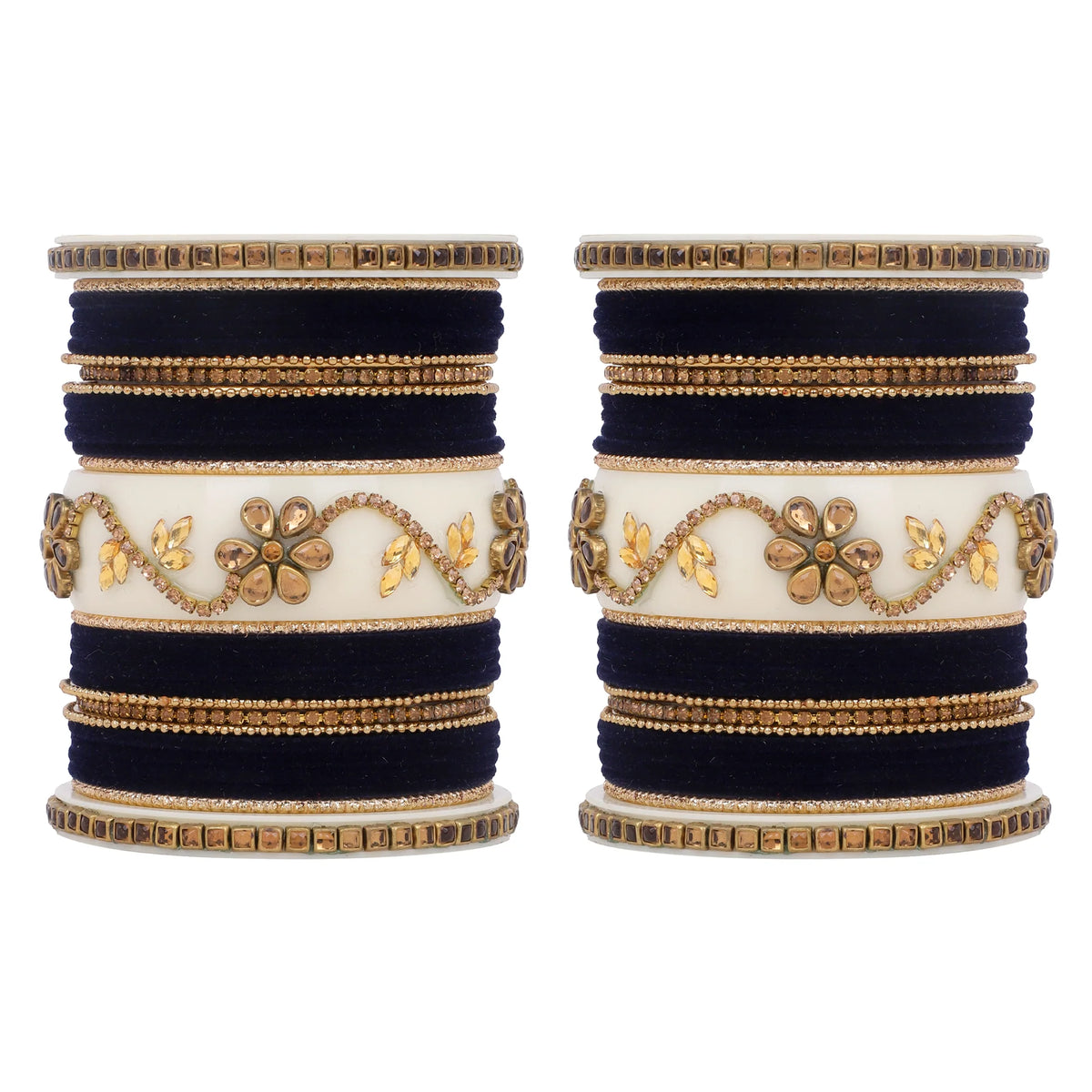 Bridal Velvet Bangle Set with Elegant Stone Work