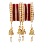 Traditional Pearl Jhumki Earrings & Velvet Bangle Set