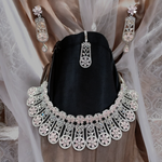 Kundan Indian Wedding Necklace Earrings Maangtika Set, Pearl Indian Necklace, Pearl Pakistani Earrings, Necklace Kundan Earring, Bridal pearl Jewelry - Libasaa.com