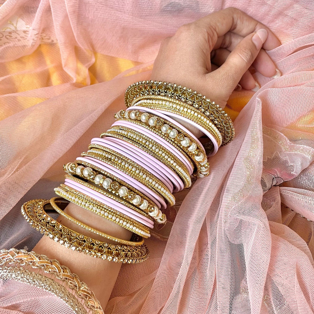 Traditional Bridal Bangle Set with Heavy Chakri Kada & Ghungroo Bangles – 33 Pieces Each Hand