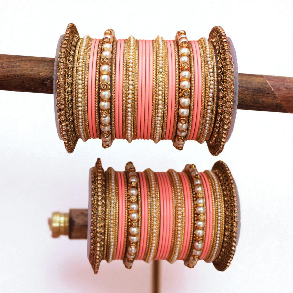 Traditional Bridal Bangle Set with Heavy Chakri Kada & Ghungroo Bangles – 33 Pieces Each Hand