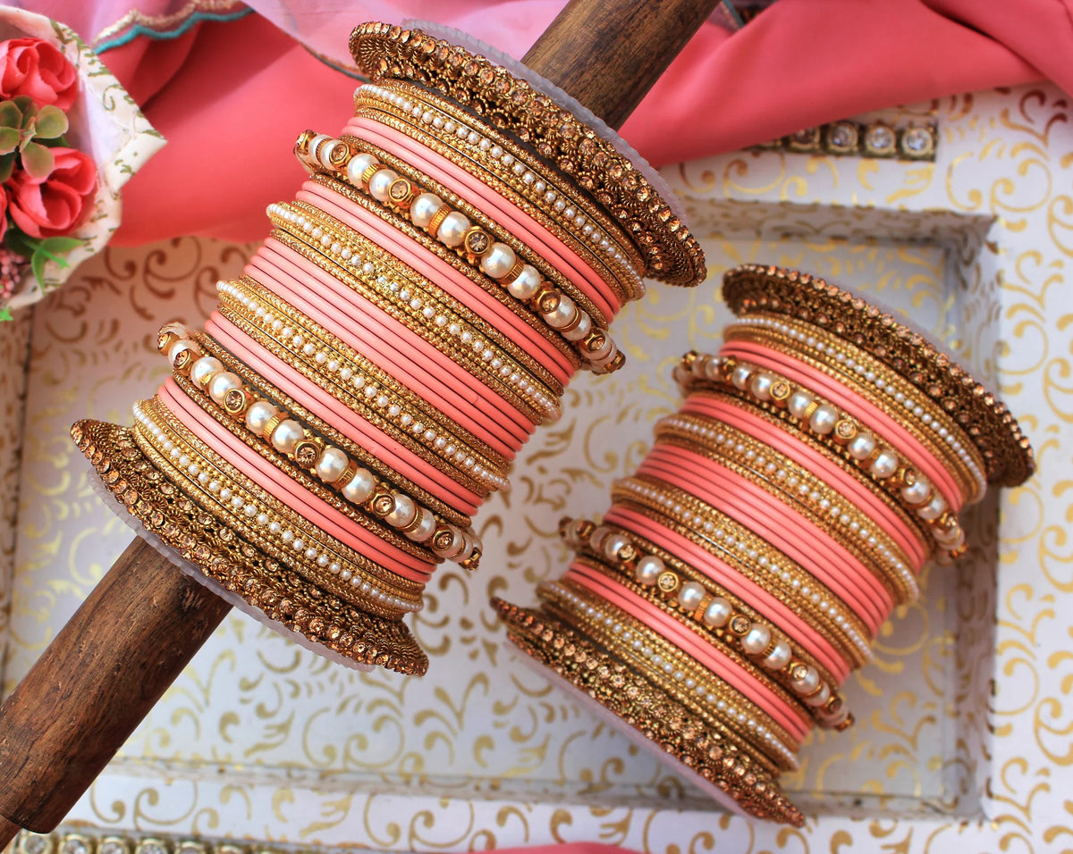 Traditional Bridal Bangle Set with Heavy Chakri Kada & Ghungroo Bangles – 33 Pieces Each Hand