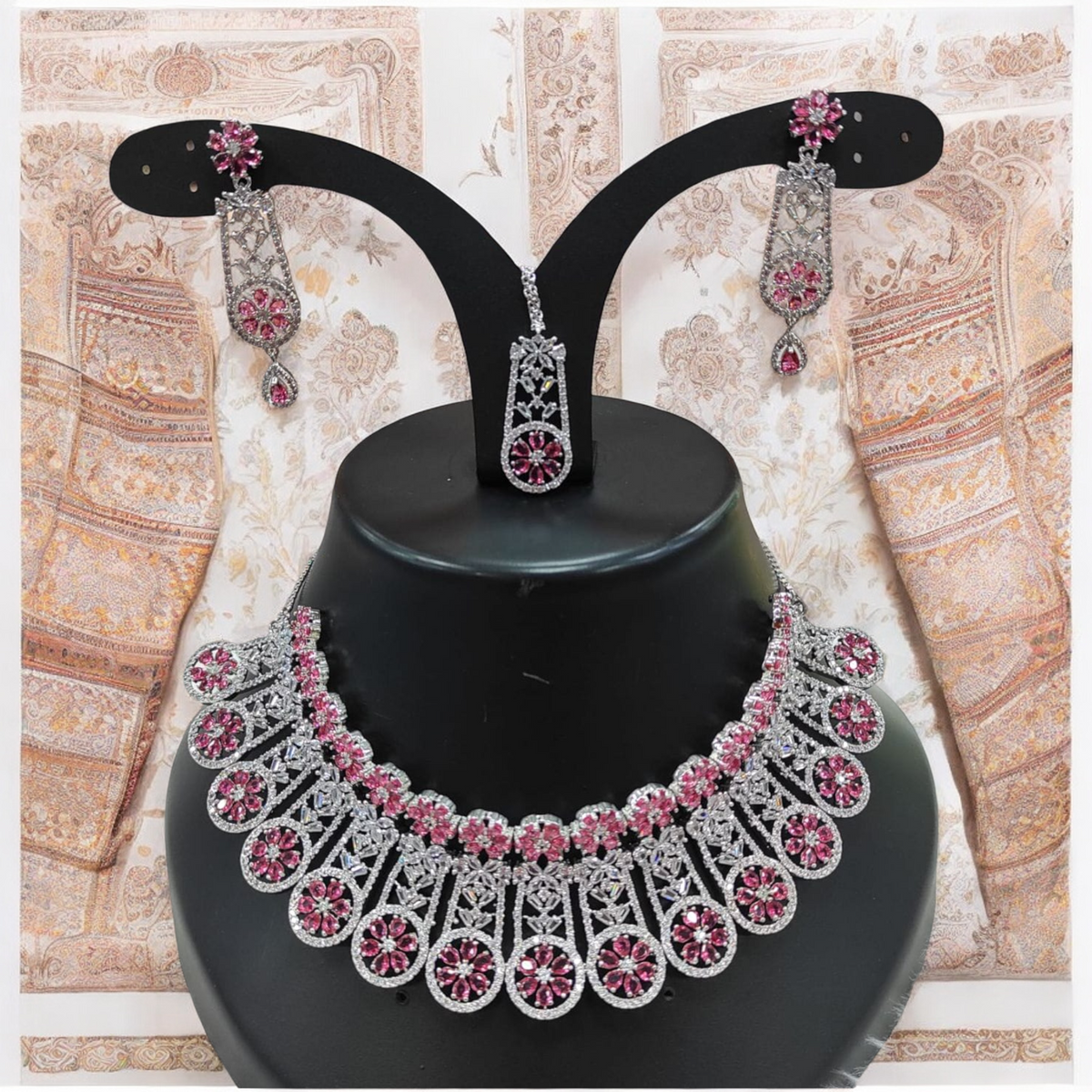 Kundan Indian Wedding Necklace Earrings Maangtika Set, Pearl Indian Necklace, Pearl Pakistani Earrings, Necklace Kundan Earring, Bridal pearl Jewelry - Libasaa.com