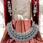 American Diamond Choker Necklace Bollywood Jewellery Set, Bollywood AD Jewellery, CZ Choker Earrings, Indian AD Choker, Pakistani Jewelry Set - Libasaa.com