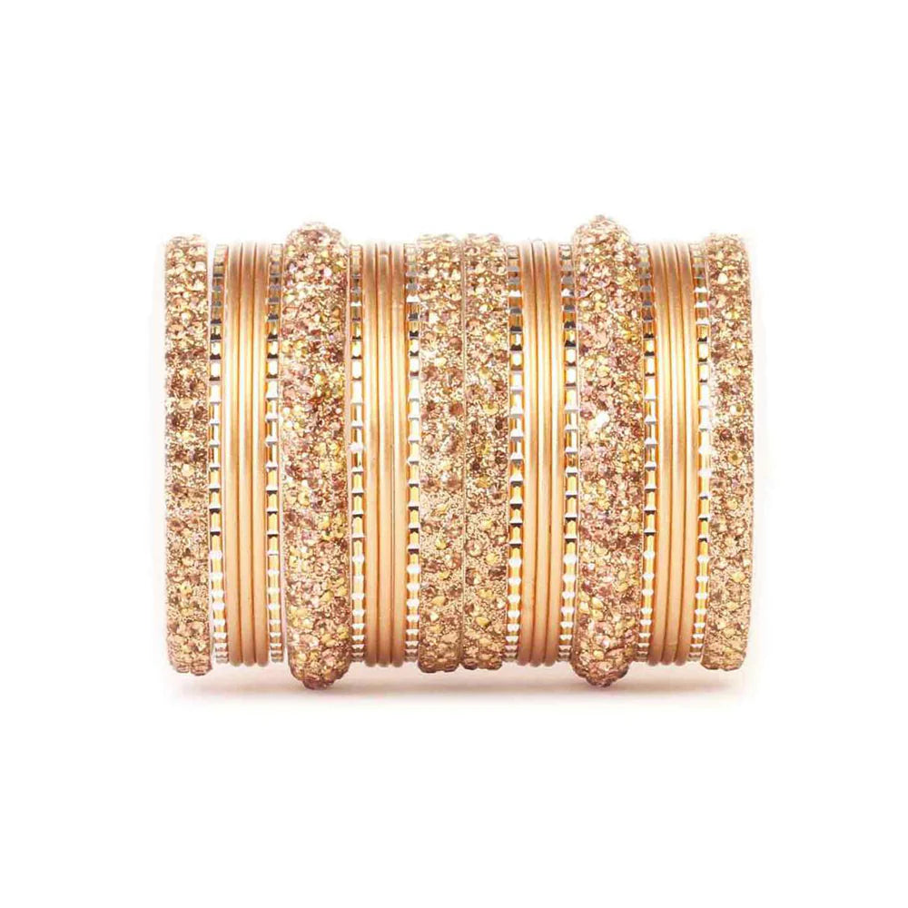Lac Stone Pattern Bangle Set for Two Hands β 26 PCS Traditional Jewelry (Plus Size) - Libasaa.com