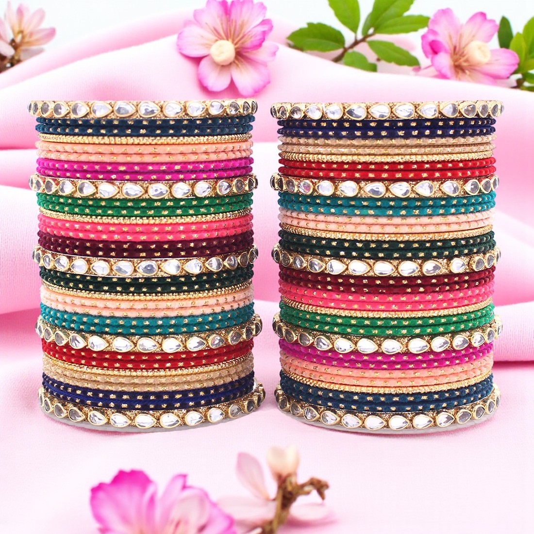 Set of 2 Multi Colour Bangle Set - Libasaa.com