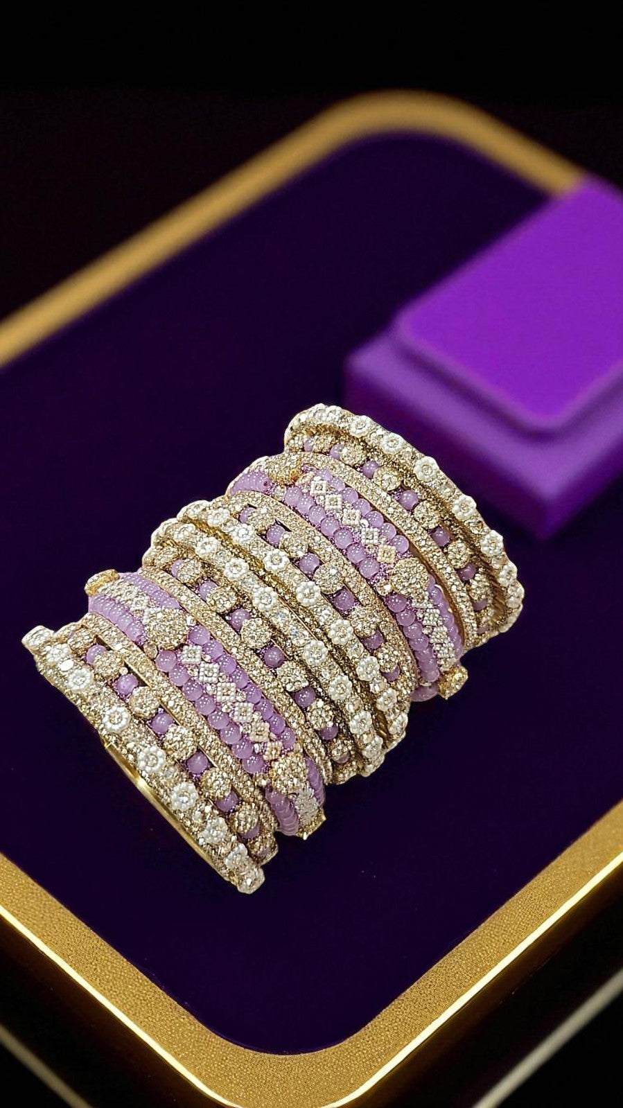 Shadow Gold Stone Bangles Set | Colorful Full Betki Bangles for Women | Traditional Indian Jewelry - Libasaa.com