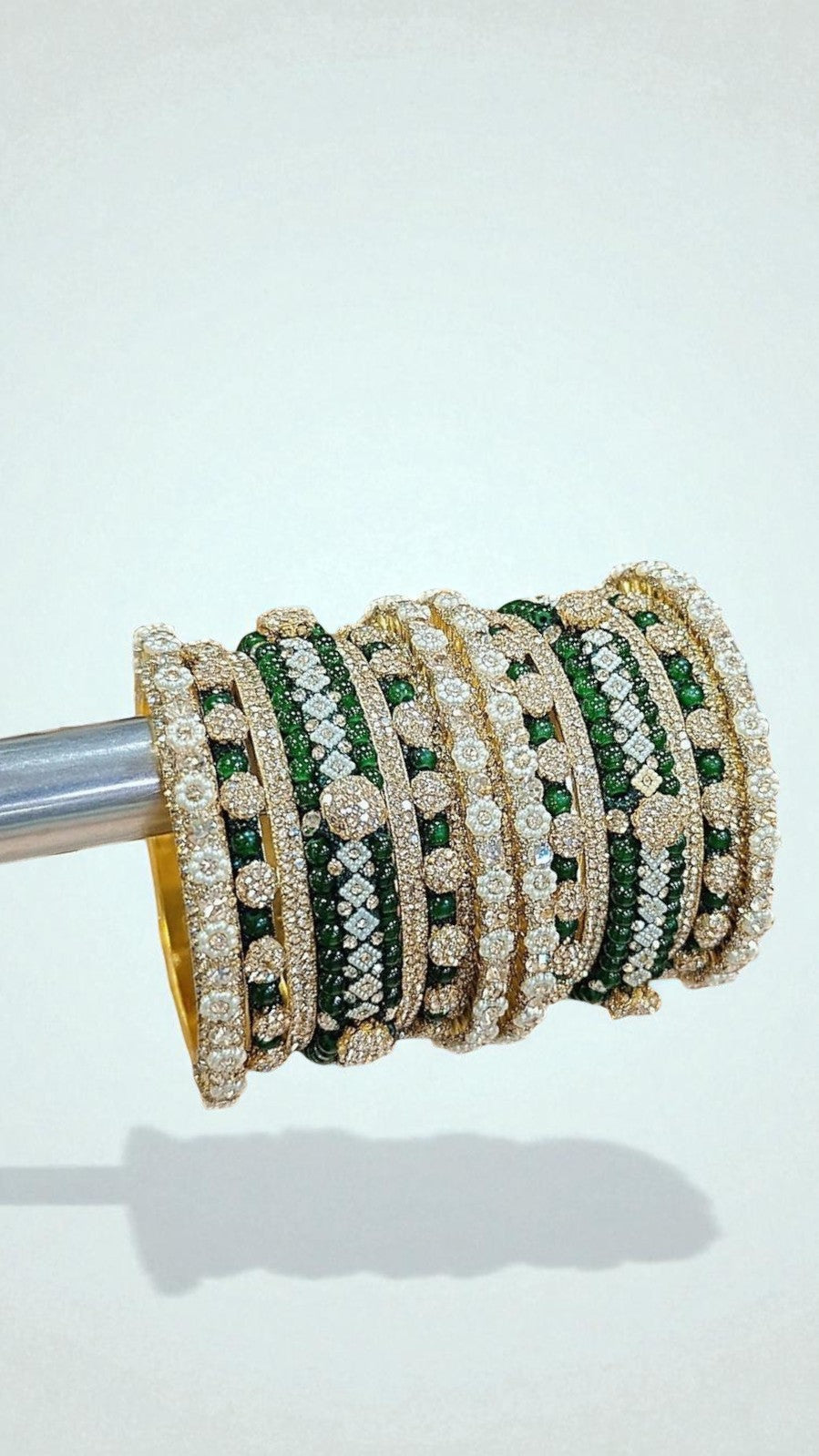Shadow Gold Stone Bangles Set | Colorful Full Betki Bangles for Women | Traditional Indian Jewelry - Libasaa.com