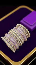 Shadow Gold Stone Bangles Set | Colorful Full Betki Bangles for Women | Traditional Indian Jewelry - Libasaa.com