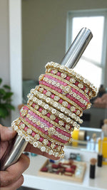 Shadow Gold Stone Bangles Set | Colorful Full Betki Bangles for Women | Traditional Indian Jewelry - Libasaa.com