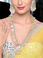 Dazzling Kundan Ethnic Bridal Necklace Earring Ring Set,Kundan Bridal Necklace Set - Indian Choker with Earrings - Libasaa.com
