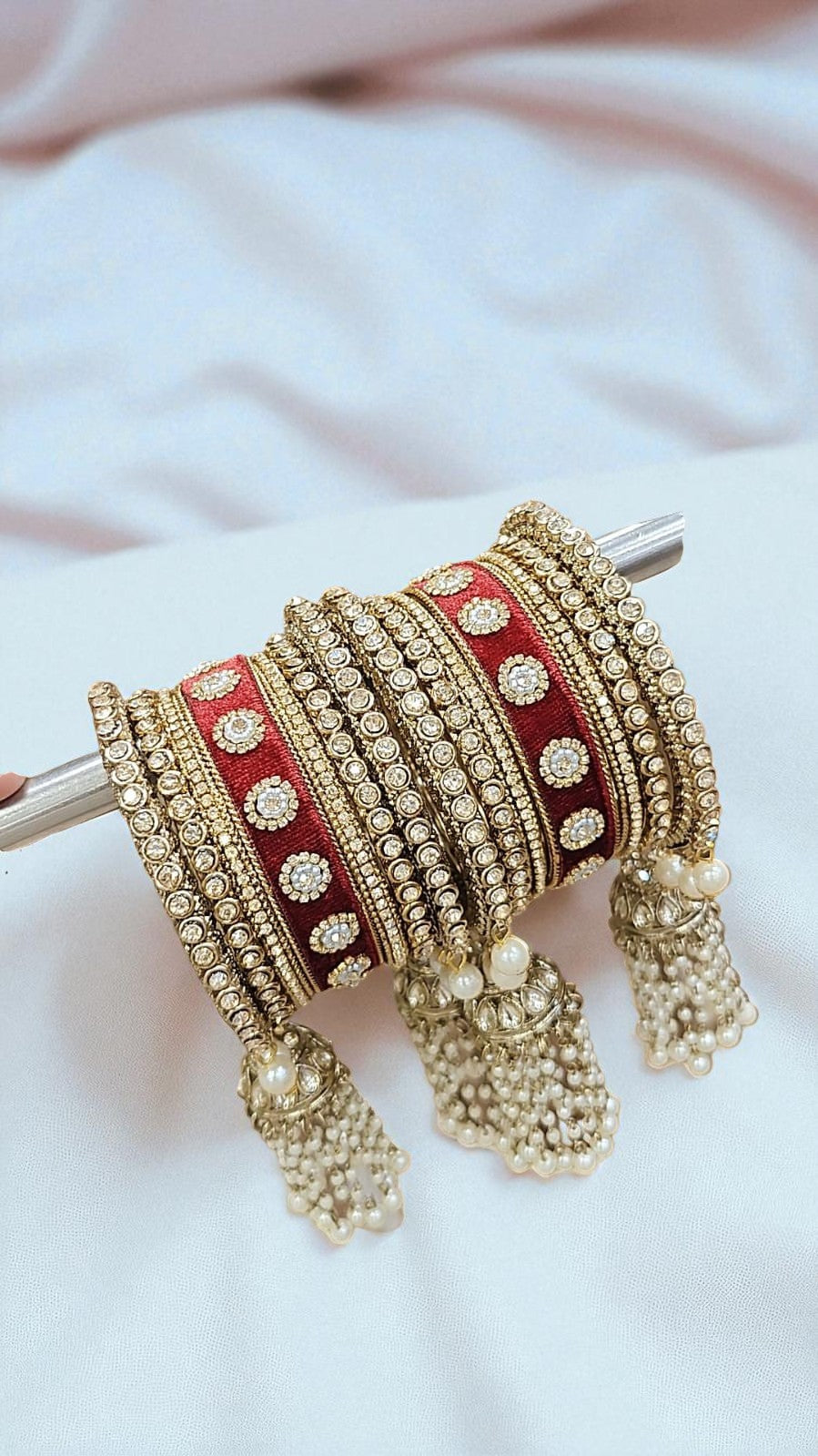 Velvet Short Bangles Set | Traditional & Festive Indian Jewelry for Women - Libasaa.com