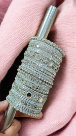 Silver Mirror Stone Necklace Set with Earrings – Elegant Party & Festive Jewelry - Libasaa.com