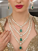 Green CZ Bridal Necklace Earrings Bollywod Jewelry Set, Green Bridal jewelry, Bridal AD Jewelry, Indian jewelry Set, Necklace Earrings Set - Libasaa.com