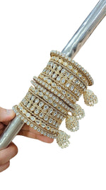 Beautiful Kundan Jhumar Bangle Set – Gold-Plated Traditional Bridal Jewelry - Libasaa.com