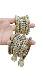 Beautiful Kundan Jhumar Bangle Set – Gold-Plated Traditional Bridal Jewelry - Libasaa.com