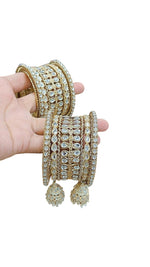 Beautiful Kundan Jhumar Bangle Set – Gold-Plated Traditional Bridal Jewelry - Libasaa.com