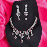 AD Necklace Earrings Bollywood Jewelry Set, Bollywood CZ Earrings Set, Pakistani AD Necklace, Indian Jewellery Necklace Set, Wedding Design Jewellery - Libasaa.com