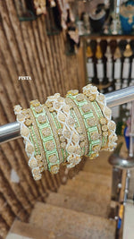 Stone Shadow Bangle Set with Moti Touch – Elegant Gold-Tone Traditional Jewelry - Libasaa.com