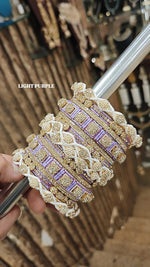 Stone Shadow Bangle Set with Moti Touch – Elegant Gold-Tone Traditional Jewelry - Libasaa.com