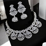 Shinning Accents AD Choker Jhumki Jewelry Set, AD Jhumki, CZ Jhumka, AD Necklace Jhumki set, Bridal Special Jewellery set, Best AD Jewelry, Bollywood CZ Choker Jhumki Set - Libasaa.com