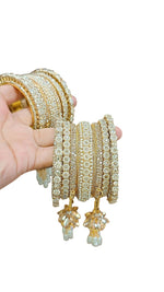 Beautiful Golden Stone Bangle Set – Premium Quality Traditional Jewelry - Libasaa.com