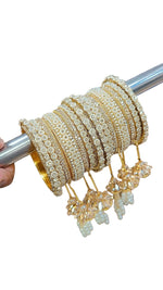 Beautiful Golden Stone Bangle Set – Premium Quality Traditional Jewelry - Libasaa.com