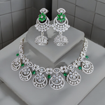 Shinning Accents AD Choker Jhumki Jewelry Set, AD Jhumki, CZ Jhumka, AD Necklace Jhumki set, Bridal Special Jewellery set, Best AD Jewelry, Bollywood CZ Choker Jhumki Set - Libasaa.com