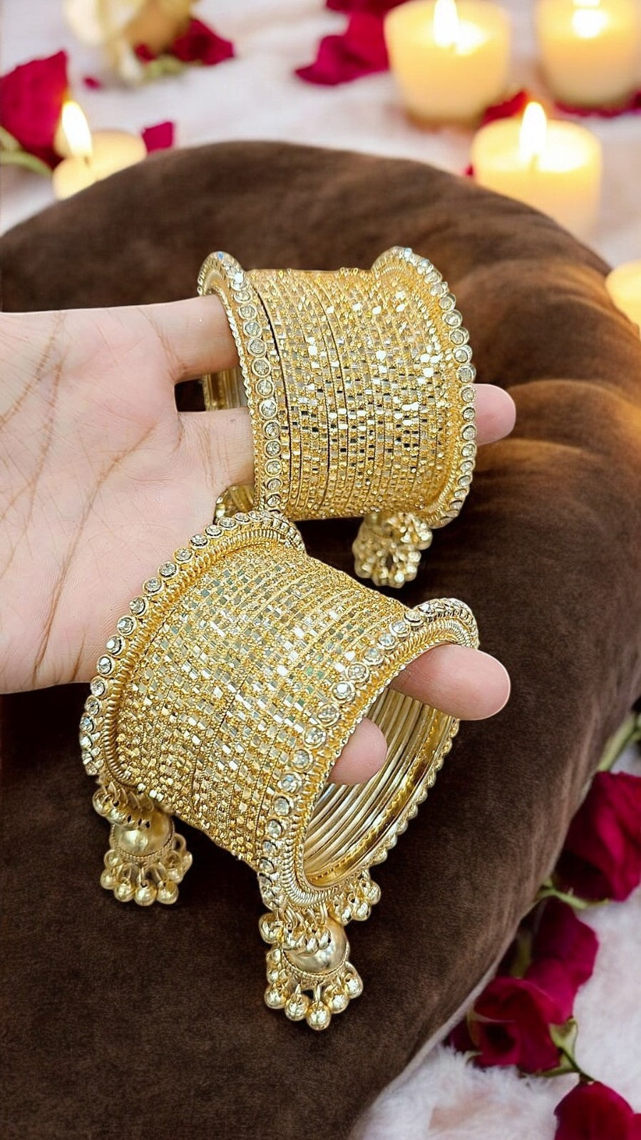 Radiant Golden Jhumki Necklace Set – Traditional Ethnic Elegance