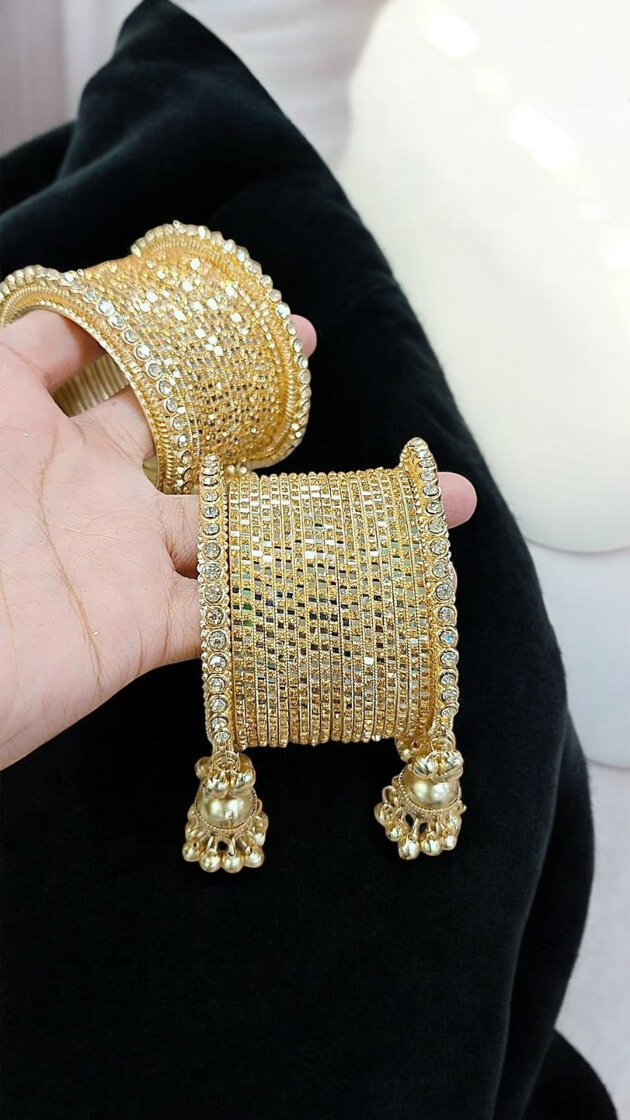 Radiant Golden Jhumki Necklace Set – Traditional Ethnic Elegance