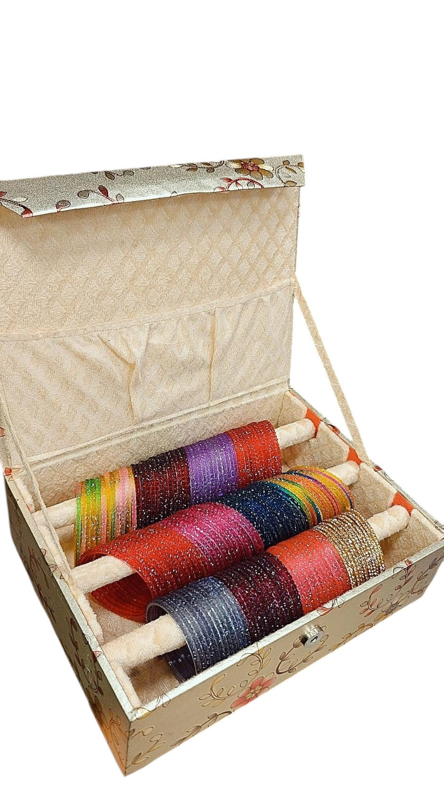 Beautiful 12-Color Floral Glass Bangle Set – Vibrant Traditional Elegance