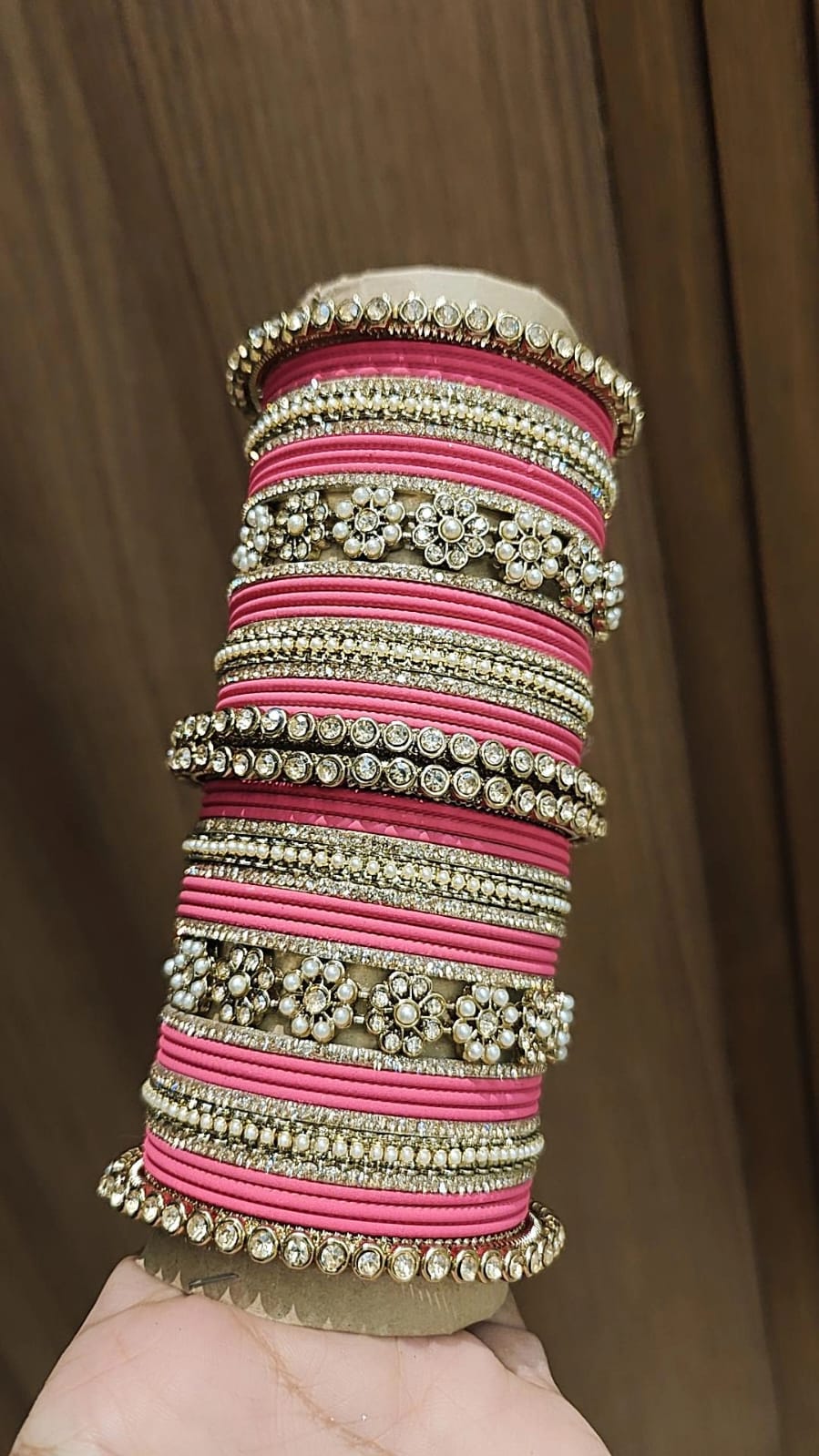Royal Purple Bridal Stone & Pearl Bangle Set – Elegant Wedding Collection