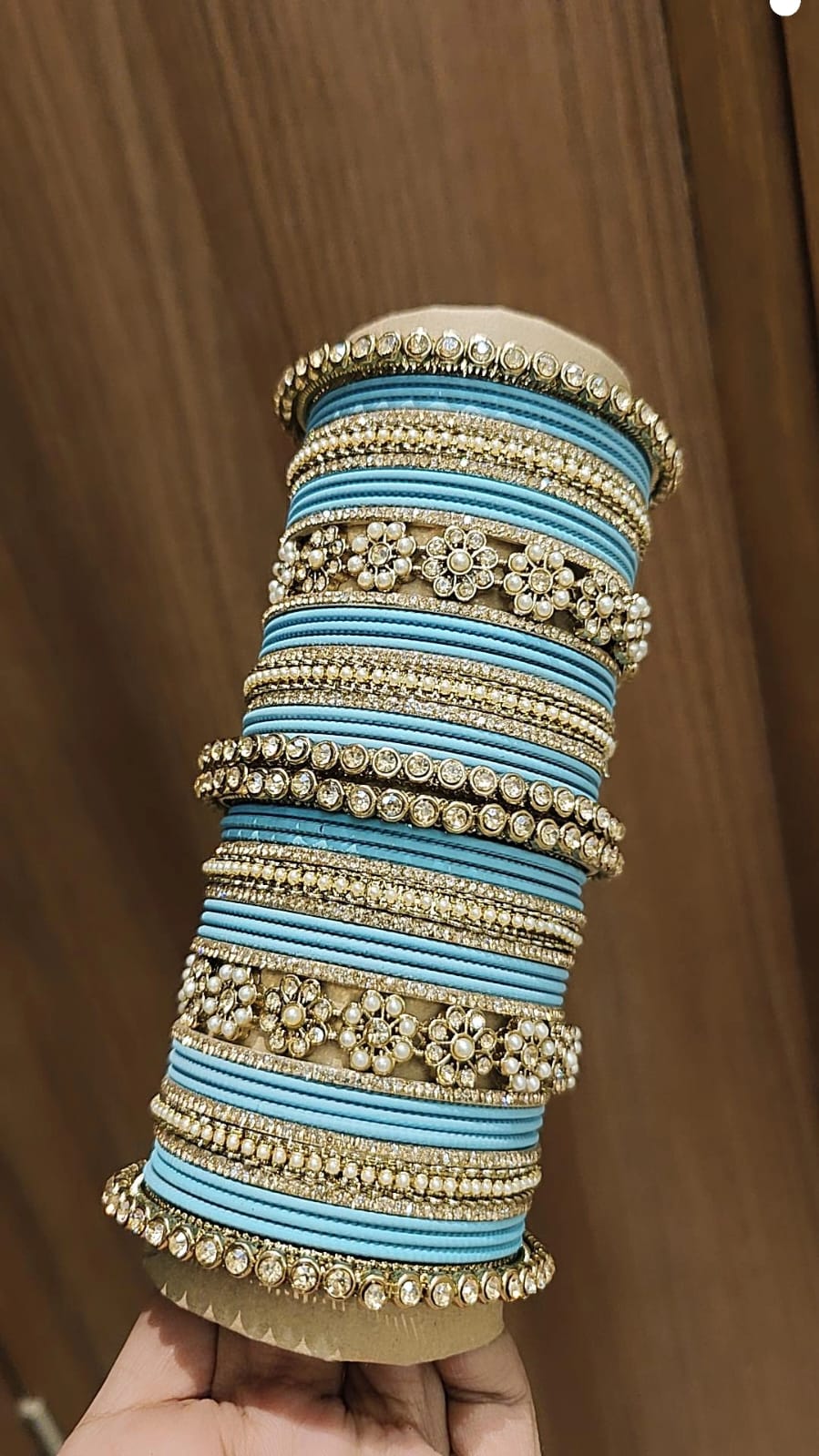 Royal Purple Bridal Stone & Pearl Bangle Set – Elegant Wedding Collection