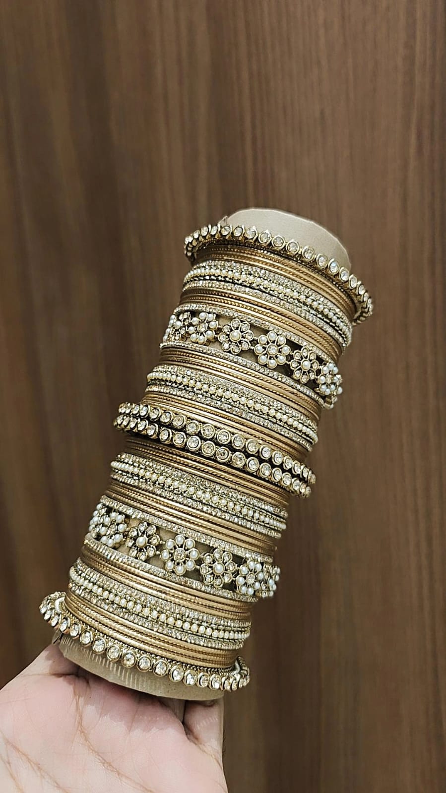 Royal Purple Bridal Stone & Pearl Bangle Set – Elegant Wedding Collection