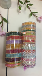 World Glass Combo Box – 3 Stunning Sets: Gold Drop, Rain Drop & Moti Multi Bangles