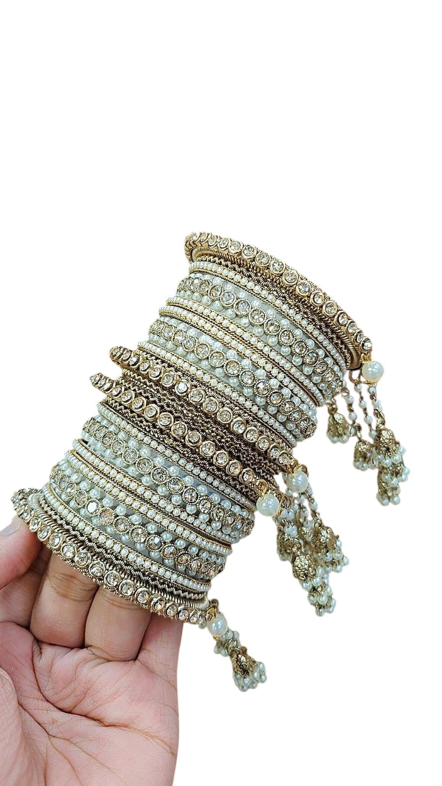 Khushi Moti Jhumri Bangles Set – Elegant Pearl-Studded Traditional Beauty - Libasaa.com
