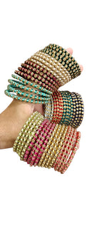 Premium Golden Shadow Thread Bangles Set β 12 Unique Colours, 4 Bangles Each - Libasaa.com