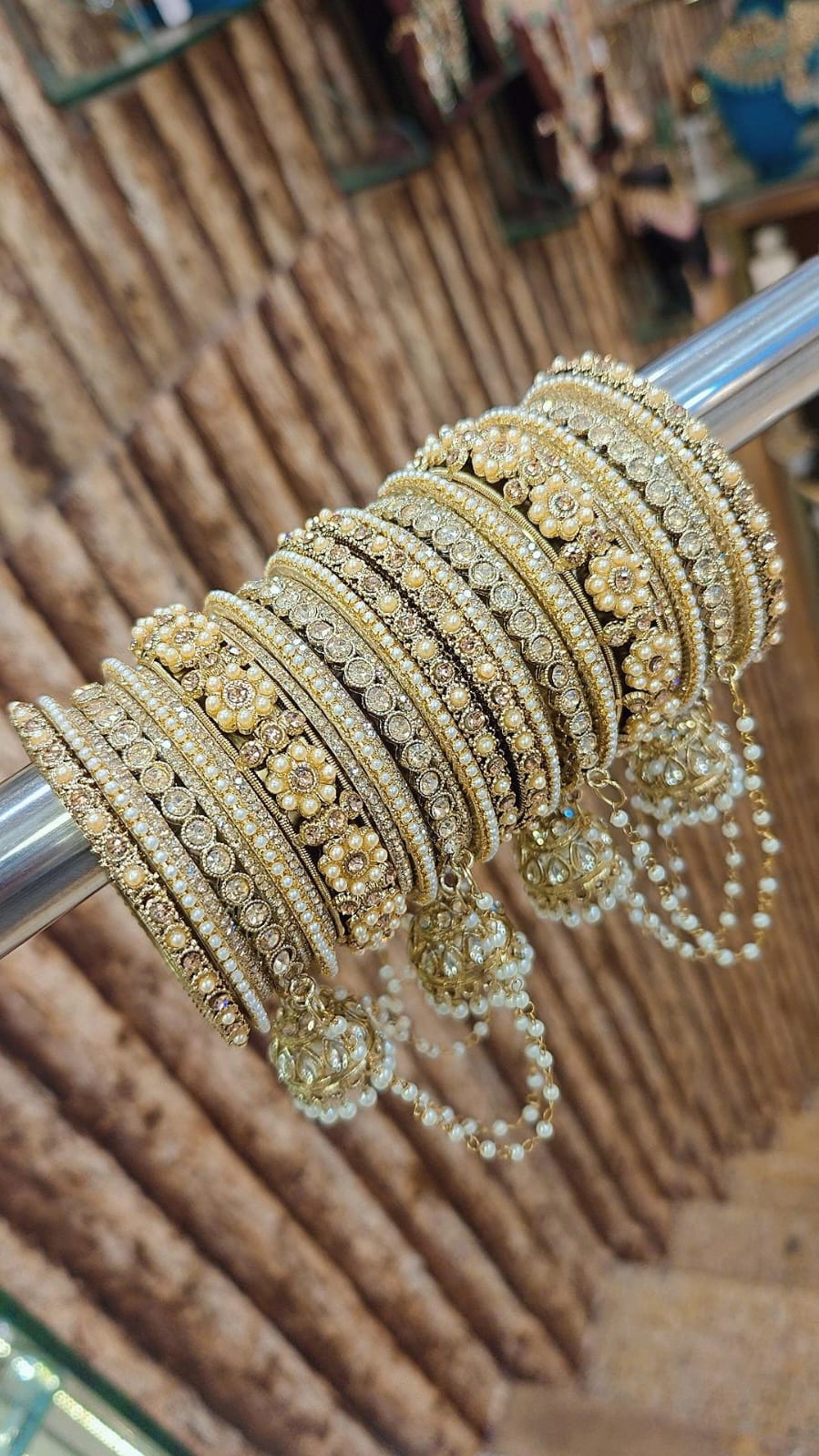 Moti Jhumar Stone Necklace Set with Elegant Copper Touch - Libasaa.com