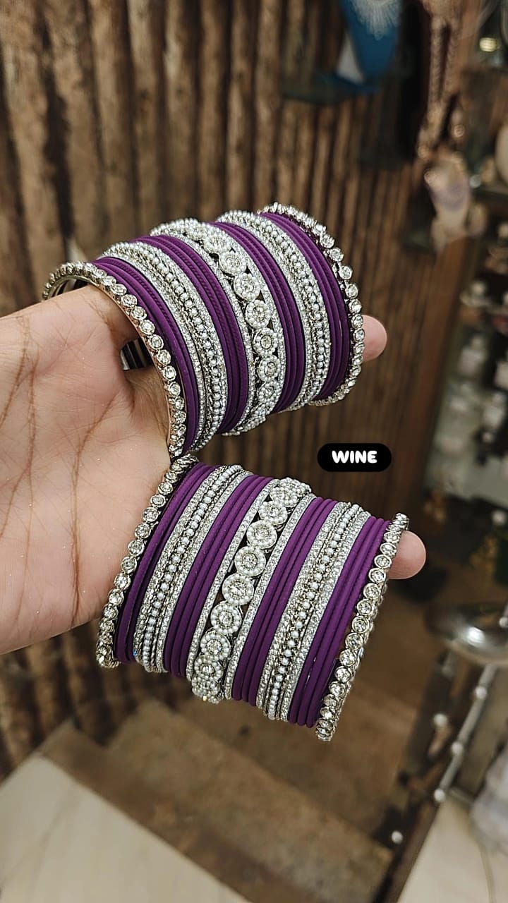 Elegant Moti Silver Stone Diamond Bangles – Timeless Grace for Every Occasion - Libasaa.com