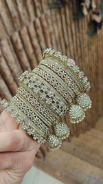 Shadow Stone Jhumki Bangles Set β Elegant Sparkle for Every Occasion β¨ - Libasaa.com