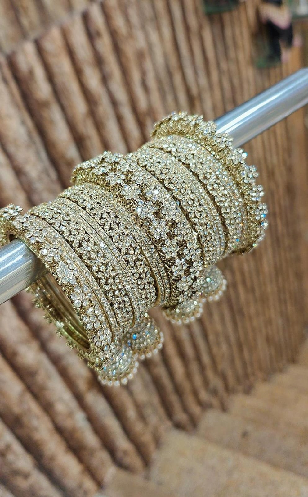 Shadow Stone Jhumki Bangles Set β Elegant Sparkle for Every Occasion β¨ - Libasaa.com