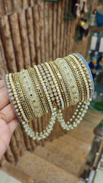 Indian Copper Kundan Jalar Moti Stone Bridal Bangle Set | Premium Indian Jewellery | Traditional Indian Bangles Set for Weddings