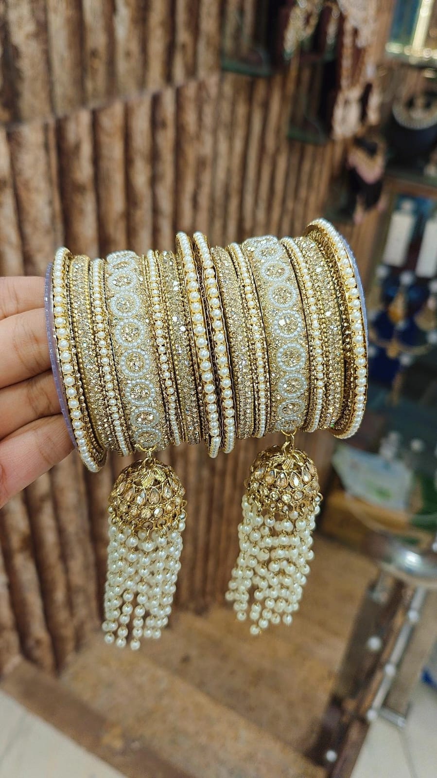 Wedding Touch Look Bridal Bangles Set | Indian Jewellery | Copper Gold Shadow Stone Touch Look Bridal Bangle Set | Premium Indian Bangles Set for Weddings & Festive Wear