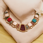 Rajsthani Handcrafted AD Choker Earrings Set, Rajsthani Choker Set, Rajwadi Necklace Earrings Set, Indian AD Choker Set, Rajsthani AD Jewellery Set, Rajsthani Handcrafted Jewelry Set - Libasaa.com