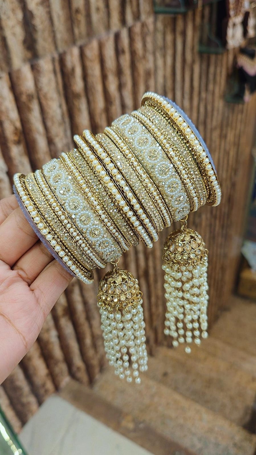 Wedding Touch Look Bridal Bangles Set | Indian Jewellery | Copper Gold Shadow Stone Touch Look Bridal Bangle Set | Premium Indian Bangles Set for Weddings & Festive Wear