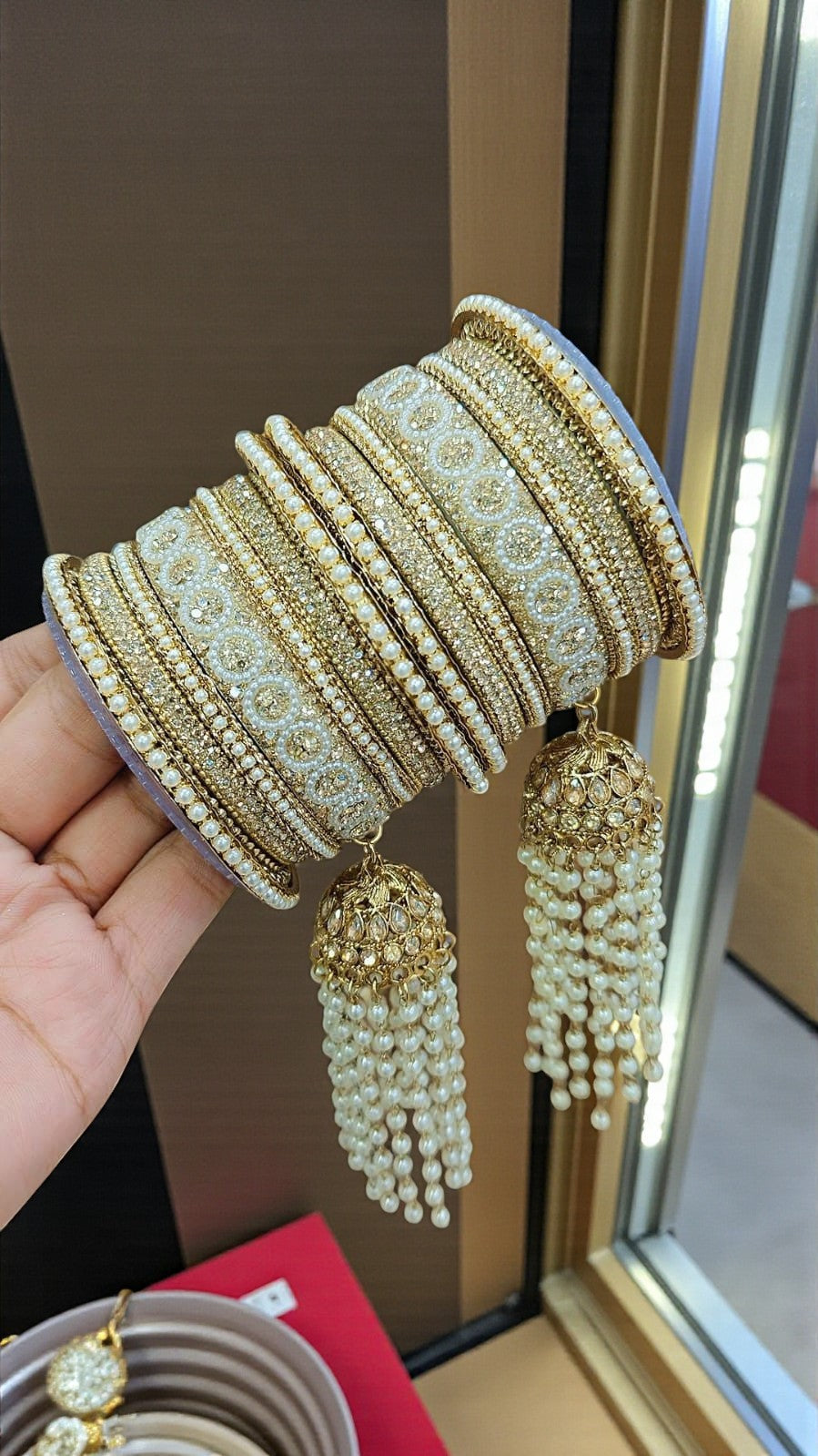 Wedding Touch Look Bridal Bangles Set | Indian Jewellery | Copper Gold Shadow Stone Touch Look Bridal Bangle Set | Premium Indian Bangles Set for Weddings & Festive Wear